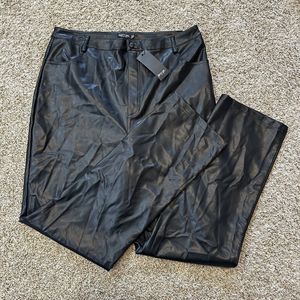 Nasty Gal Women’s Size 14 Black Faux Leather Wide‎ Straight Leg Trouser Pants